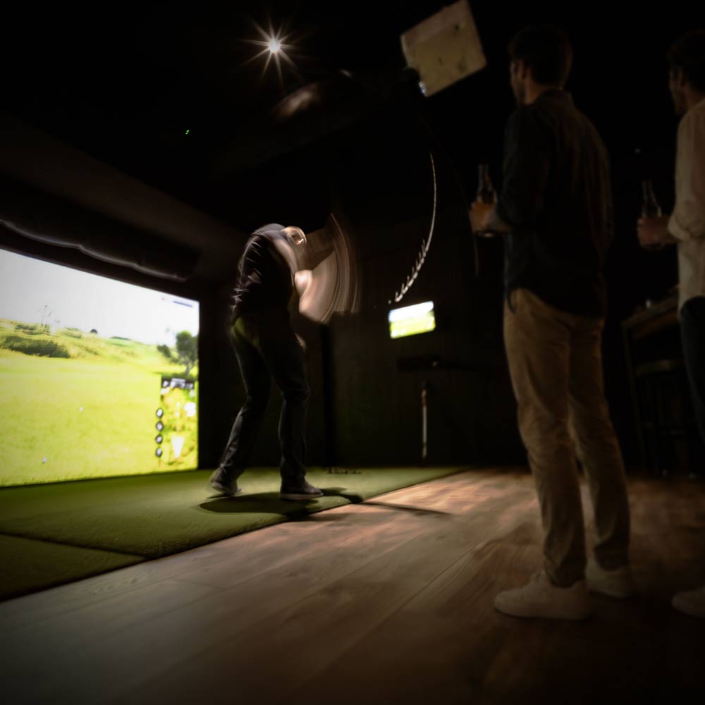 Golf simulator swing placeholder